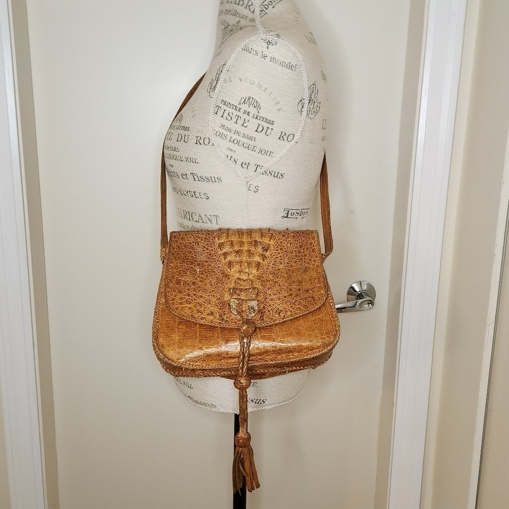 Antique Crocodile Leather Shoulder Purse